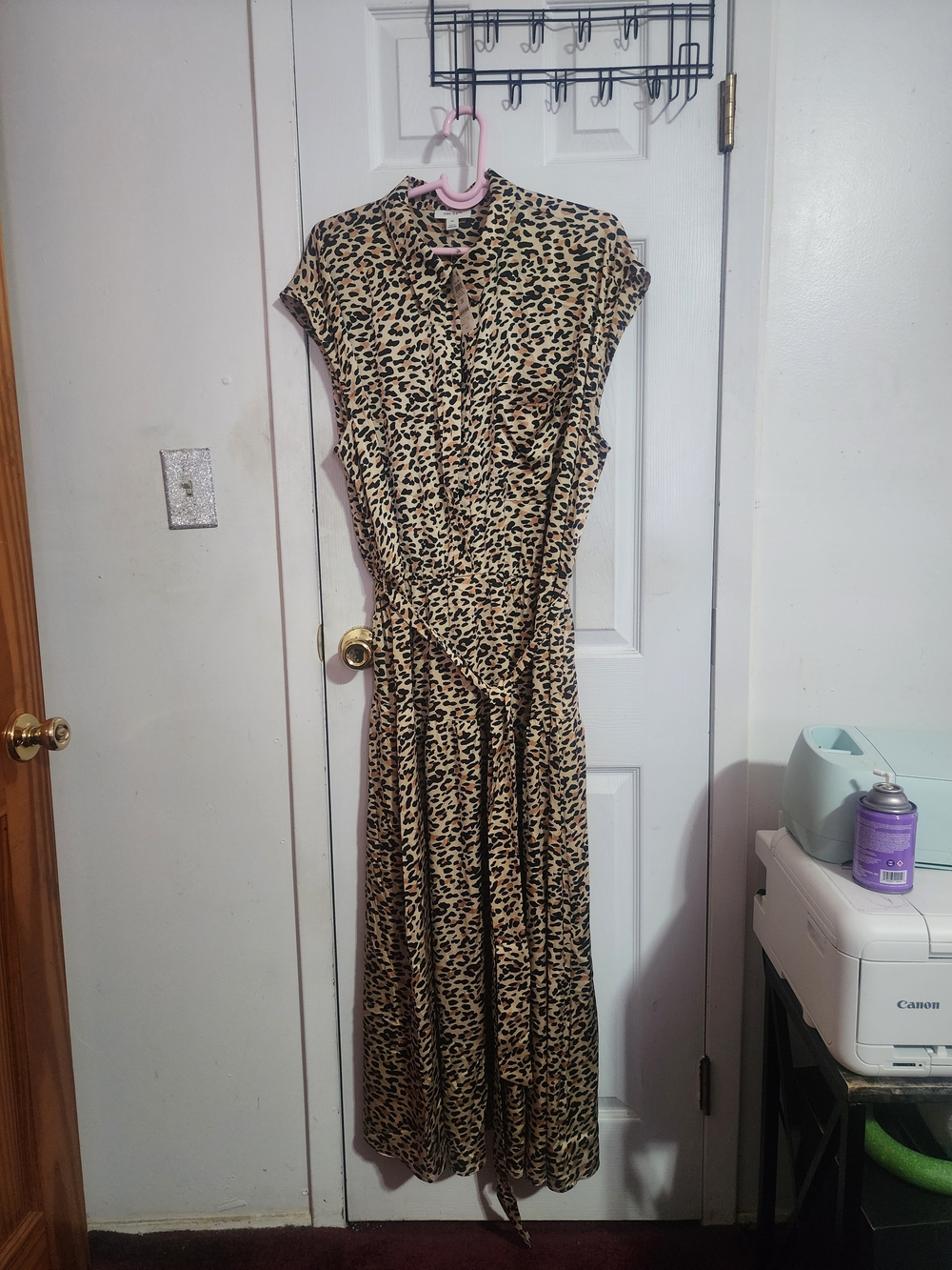 Leopard Print Maxi Dress - Beige/Black